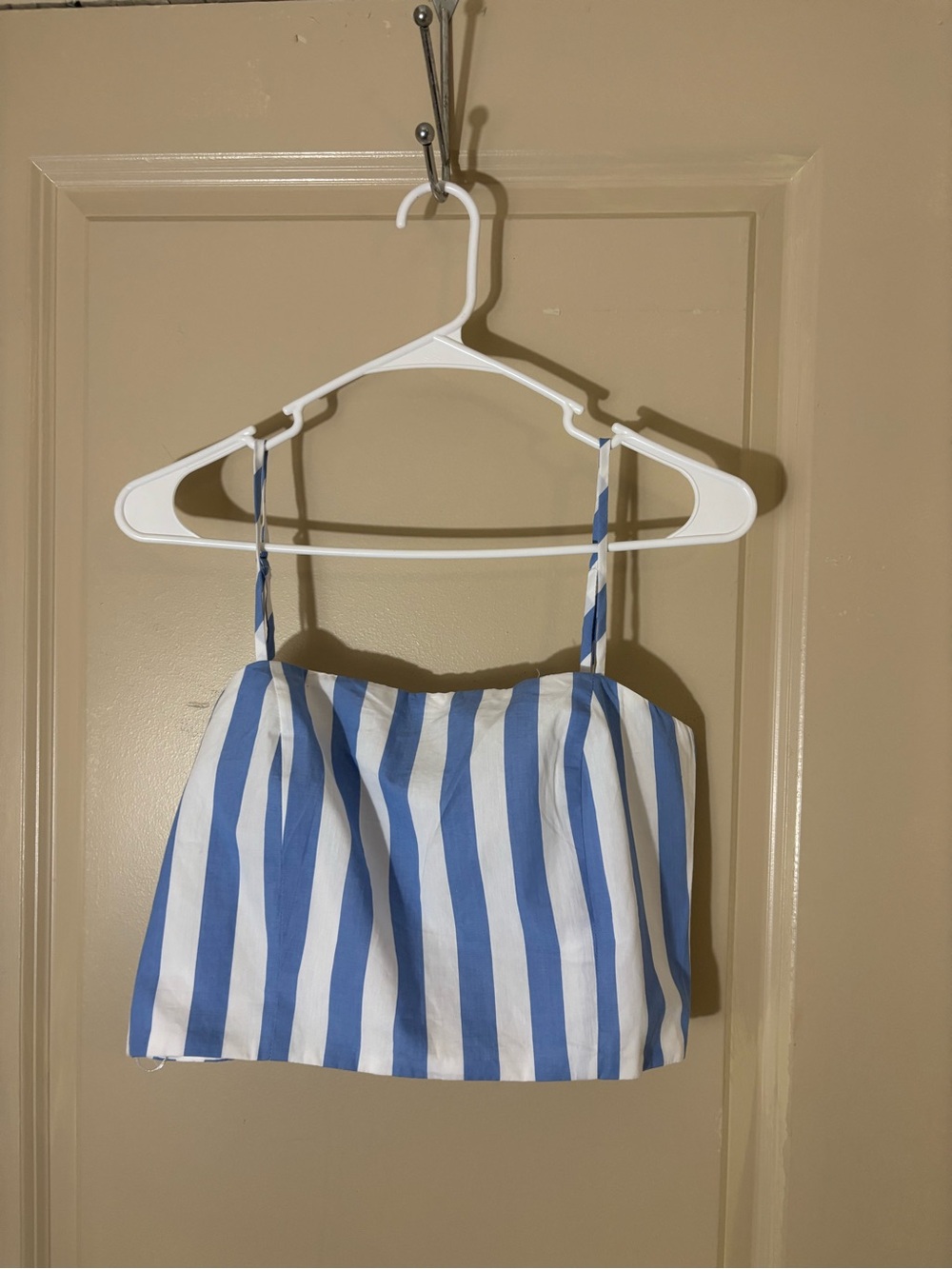 Striped Blue and White Crop Top - Spaghetti Strap